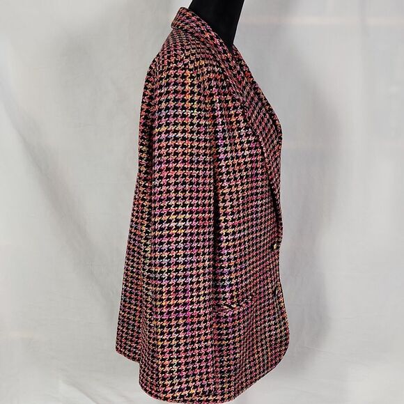 Patchington Size 16 Multi Color Houndstooth Suit Blazer 2 Button Jacket - Picture 5 of 12